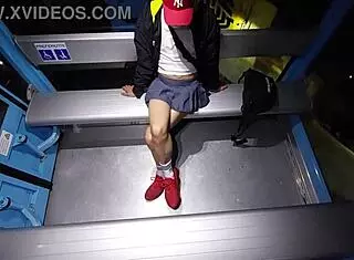 Tranny Flashes Perfect Latina Ass and Cock Under Miniskirt on Cablebus