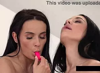 two wet lesbians share piss kisses licking pussies close up in lustful play
