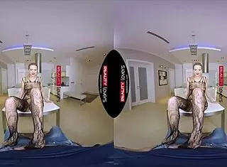 Fishnet Mommy Slut Deepthroats in Reality POV Fuck