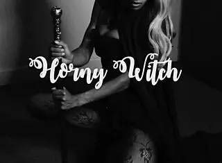 Petite ebony witch in fishnets teases heels before double insertion plunge