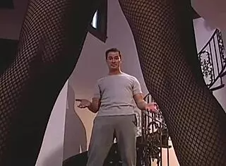 Blonde Radio Host Seduces Husband in Stockings Leather Fuck