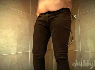 chubbykaot soaks jeans with hot piss in public tease