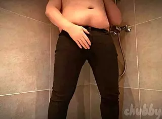 chubbykaot soaks jeans with hot piss in public tease