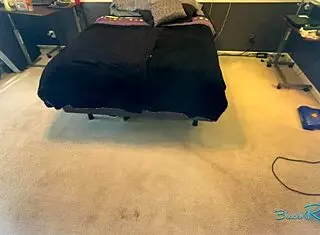 Watch This Busty Housewife Vacuum in Her Bedroom Long Hair Swinging!