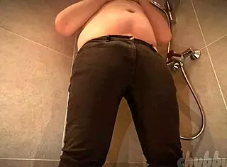 chubbykaot soaks jeans with hot piss in public tease