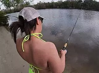 i went fishing then got my big tits and ass fucked outdoors