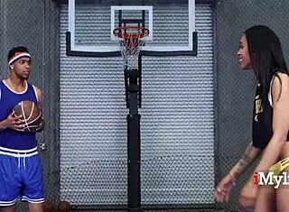 ebony milf rides hard on basketball court with jayne doh lawson