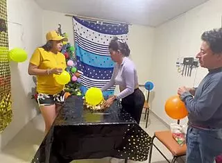 Real Homemade FFM Threesome Friends Rip Clothes Lick Pussy Kiss Deep