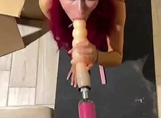 me cat redhead fetish babe got so horny she blew the sex machine dildo deep 😻🔥🍆 tight pussy vibes