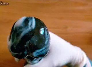 wanna see me jerk this big black dildo with gloves pov closeup fetish homemade?