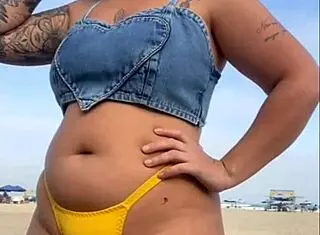 look at that guy's hard cock i made bulge on the beach flashing!