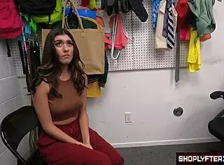 Security guard squeezes thief's perfect tits fucks mouth and wet pussy hard