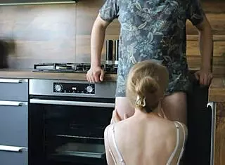 Roommate Pounds Blonde Girlfriend Hard On Kitchen Table