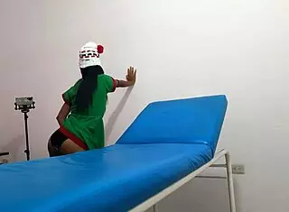 Waiting in goblin costume at massage parlor for boyfriend sex