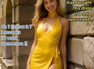 Blonde in leather skirt, upskirt sex in changing room shop?