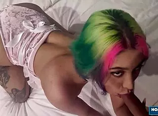 Roxy Lips Stretches Cunt Riding Lil Endi Big Dick