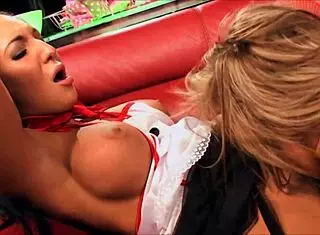 Big Tits Lesbians Lick Pussies in Kitchen Break!