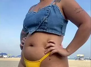 look at that guy's hard cock i made bulge on the beach flashing!