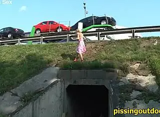 watch her unleash wild outdoor pissing fetish in the ultimate safe spot!
