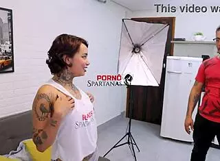 Skinny tanned Brazilian Annie flaunts natural tits in photoshoot