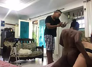 hot latina milf threesome with two guys pounding!