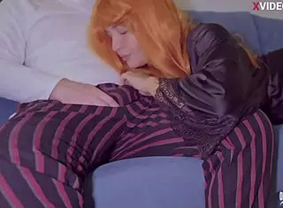 Stepmom sucks my hard cock during movie then we fuck hard