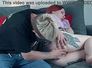 caught my stepmom fingering her wet milf pussy on the sofa so i bent her over doggystyle