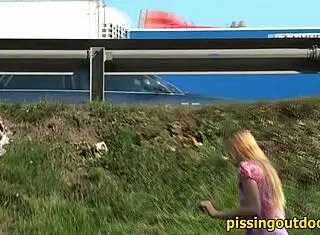 watch her unleash wild outdoor pissing fetish in the ultimate safe spot!