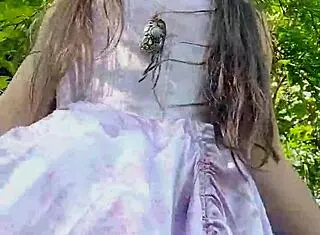 outdoor tease heats up in sundress with exotic petite curves begging for more