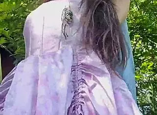 outdoor tease heats up in sundress with exotic petite curves begging for more