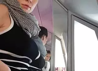 naughty girl teases hard in the crowded train