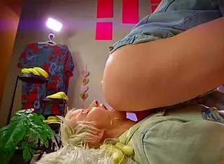 Crazy homemade couple's extreme rimjob with banana whipping enema