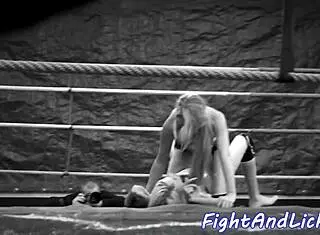 Lesbian babes 69 after wrestling match