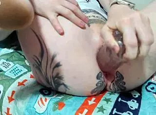 exhibitionist shoves bottles in tight asshole anal intense homemade bbc creampie