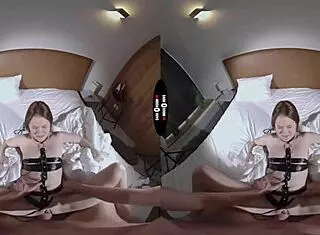Shaved Brunette Teases Cock in Dark Room VR
