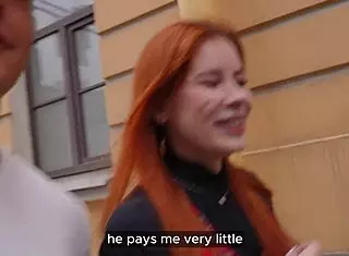 vlogger's hallway bj from big tits slut ends in home creampie