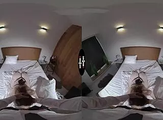 Shaved Brunette Teases Cock in Dark Room VR