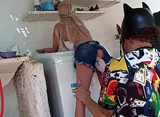 hot wife cheats hubby's watchin' with public fuck doll toy...