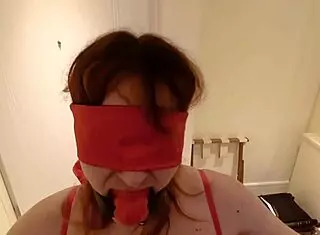 Submissive German slut bound in extreme BDSM games clothes ripped POV