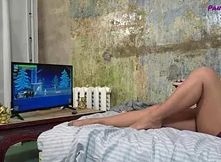 mia teases legs in sheer pantyhose miniskirt softcore