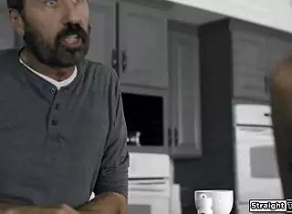 stepdad bends over small tits latina teen for rough punishment spanking fuck