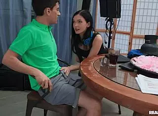 Athletic Brunette in Leggings Socks Fucks Crew with Facial Cumshot Reality Kings