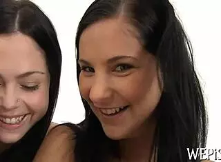 this babe gets licked after pissing in contest