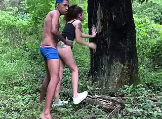 Skinny latina dragged to woods for wild outdoor fuck