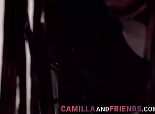 shemale in latex grabs her boy and pounds him hard.