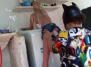 hot wife cheats hubby's watchin' with public fuck doll toy...