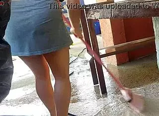 Horny maid grabs boss cock rides curvy body home