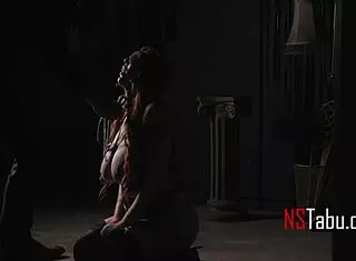 Bound blindfolded redhead dominated rough on bed big tits ass bred!