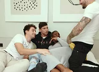 mi compa�era ebonhy begs for spanish gangbang orgy with bbc brothers 😈💦