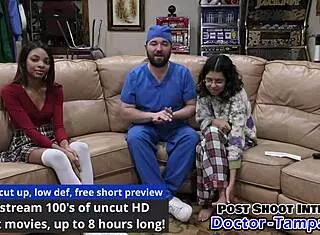 Doctor Tampa humiliates Solana's ebony pussy speculum exam